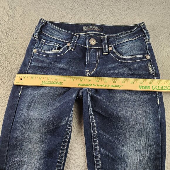 SILVER Jeans Womens Size 26 Aiko Capri Blue Wash Thick Stitch Low Rise Denim - Picture 4 of 11